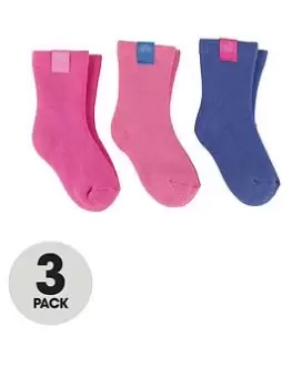 TOTES 3 Pack Kids Cotton Terry Socks - Multi, Pink/Blue, Size 2-3 Years, Women