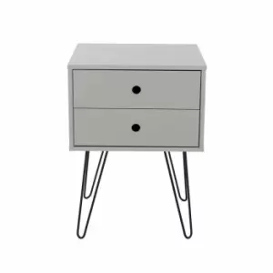 Core Products Options Grey Telford White & Metal 2 Drawer Bedside Cabinet Grey