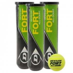 Dunlop Fort All Court Tennis Balls (4 Ball Tube) - Yellow
