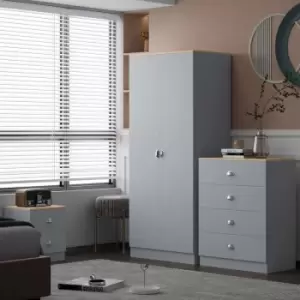Esher 2 Door Wardrobe Grey Bedroom Furniture Storage Cupboard Metal Cup Handles - Grey