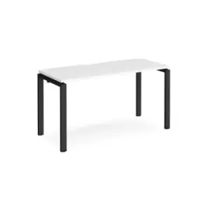 Bench Desk Single Person Starter Rectangular Desk 1400mm White Tops With Black Frames 600mm Depth Adapt