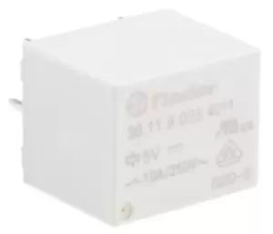 Finder, 5V dc Coil Non-Latching Relay SPDT, 10A Switching Current PCB Mount Single Pole, 36.11.9.005.4011