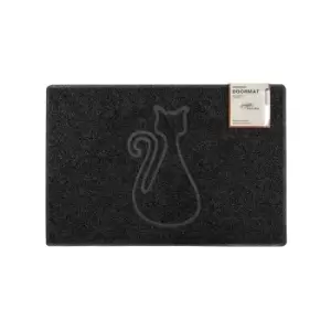 Oseasons Cat Small Embossed Doormat - Black