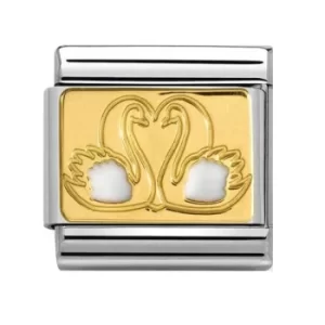 Nomination CLASSIC Gold Plates White Swans Charm 030284/29