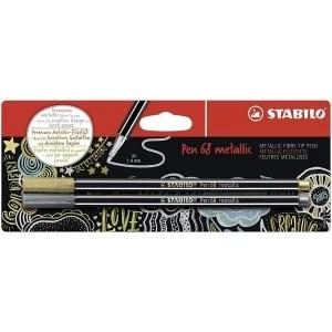 Stabilo Pen 68 Metallic Gd Sl Pack of 2