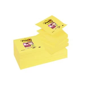 Post it Super Sticky 76 x 76mm Z Notes Canary Yellow 12 x 90 Sheets