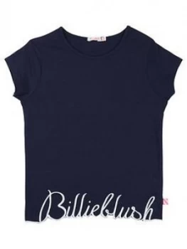 Billieblush Girls Short Sleeve Embroidered Logo Hem T-Shirt - Navy, Size Age: 8 Years, Women