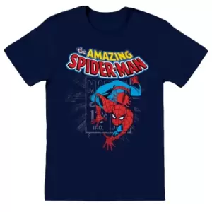 Spider-Man Unisex Adult Amazing T-Shirt (S) (Navy)