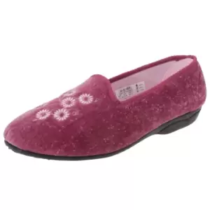 Zedzzz Womens/Ladies Cathy Floral Embroidered Velour Slippers (4 UK) (Heather)
