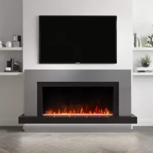 62 Inch Black & Grey Freestanding Smart Electric Fireplace with LED Lights - AmberGlo