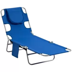 Outsunny Beach Chaise Lounge with Face Cavity & Arm Slots - Blue