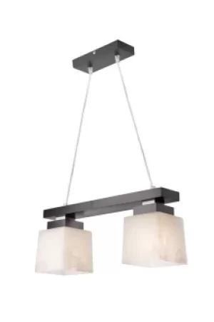 Kubus Bar Pendant Ceiling Light, Glass Shades Wenge, 2x E27