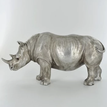 Antique Silver Large Rhinoceros Ornament