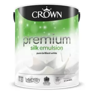 Crown Breatheasy Pure Brilliant White - Silk Emulsion Paint - 5L
