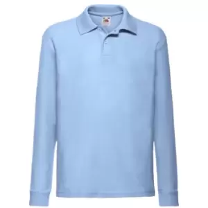 Fruit Of The Loom Childrens Long Sleeve 65/35 Pique Polo / Childrens Polo Shirts (9-11) (Sky Blue)