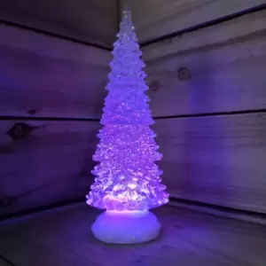 32cm Snowtime Dual Power LED Christmas Glitter Water Spinner Colour Changing Tree