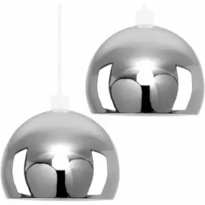 Minisun - 2 x Arco Ceiling Pendant Light Shades Domed Lampshades - Chrome - No Bulb