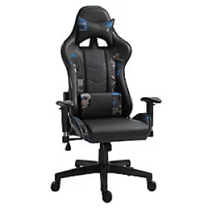 Vinsetto Gaming Chair Adjustable Armrest HOMCOM Bonded leather Black, Camouflage Blue High Back with Lumbar Cushion
