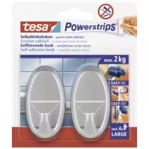 tesa POWERSTRIPS Large Oval adhesive hook Chrome (matt) Content: 2 pc(s)