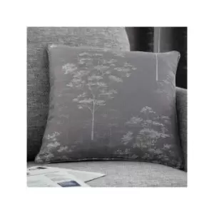 Curtina Elmwood Floral Print Filled Cushion, Graphite, 43 x 43 Cm