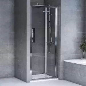 Framed 6 Bi-Fold Shower Door 900mm Wide - 6mm Glass - Aqualux