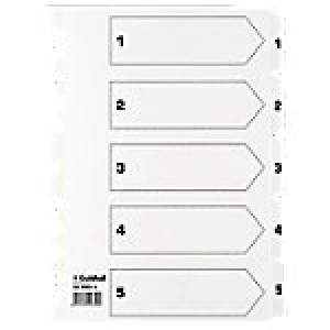 Guildhall Mylar Dividers White A4 5 Part 1-5 Numbered Set