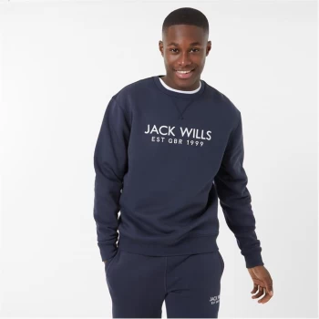 Jack Wills Belvue Graphic Logo Crew Neck Sweatshirt - Navy NG