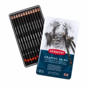 Derwent Graphic Pencils Medium Tin of 12, Grey