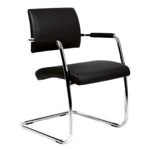 DAMS Bruges Black Soft Leather Cantilever Chrome Chair
