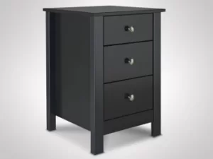 Furniture To Go Florence Black 3 Drawer Bedside Cabinet Flat Packed