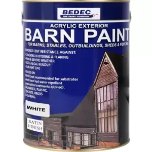 Bedec Barn Paint Satin 5L in White Plastic