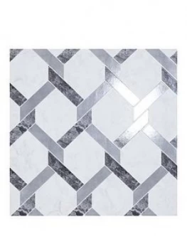 Arthouse Interlock Marble Grey & White Gloss Wallpaper