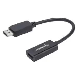 Manhattan DisplayPort 1.1 to HDMI Adapter Cable 1080p@60Hz Male to Female Black DP With Latch Not Bi-Directional Three Year Warranty Polybag