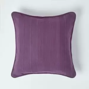 Cotton Rajput Ribbed Purple Cushion Cover, 45 x 45cm - Purple - Homescapes