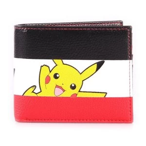 Pokemon - Pikachu Striped Tri Colour All-Over Print Bi-fold Male Wallet (Multi-colour)