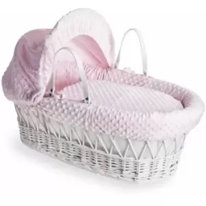 Dimple White Wicker Moses Basket - Pink - Pink - Clair De Lune