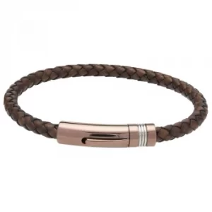 Unique Brown Stainless Steel Leather Bracelet B433ADB/21CM