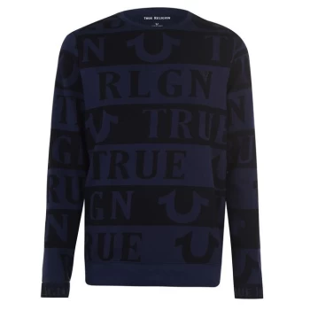True Religion AOP Crew Sweatshirt - Blue
