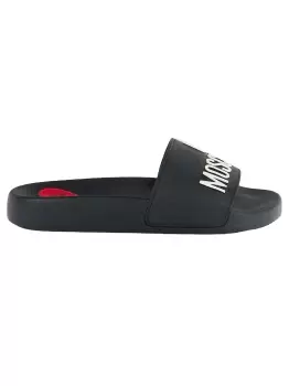Love Moschino Womens Pool Slides With Large Logo In Black