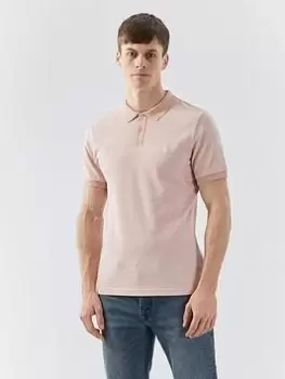 Pretty Green Herringbone Polo Shirt - Pink, Size XL, Men