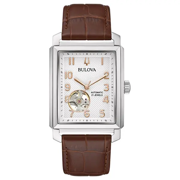Bulova Classic Sutton 96A268 Automatic Brown Leather Strap Watch - W09228