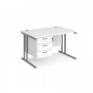 Maestro 25 SL Straight Desk With 3 Drawer Pedestal 1200mm - Silver can