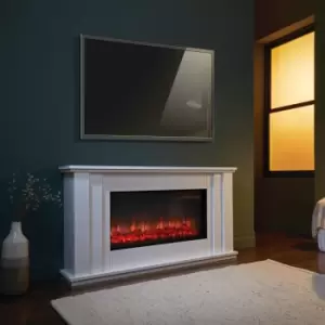 White Freestanding Electric Fireplace Suite - 141cm x 73cm - Suncrest Kesgrave