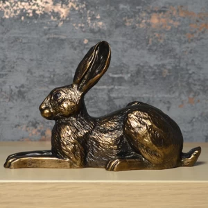 Violet Sitting Hare Bronze Effect Sculpture by Harriet Glen 19cm