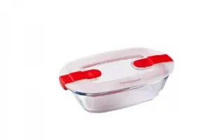 Pyrex Cook & Heat Rectangular Glass Food Container with Patented Microwave Safe Lid, 17x10x5cm
