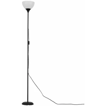 Dalby Floor Lamp Uplighter with White Shade - Black - No Bulb