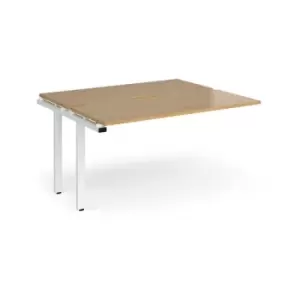 Bench Desk Add On Rectangular Desk 1400mm With Sliding Tops Oak Tops With White Frames 1200mm Depth Adapt