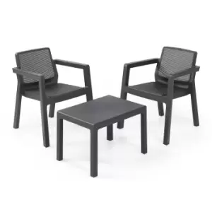 Keter Emily Graphite Grey Rattan Effect 2 Seater Coffee Set
