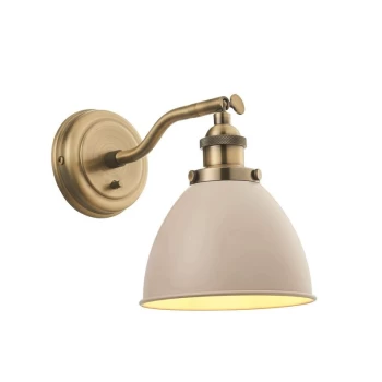 Endon Franklin - 1 Light Wall Satin Taupe, Antique Brass Plate, E14