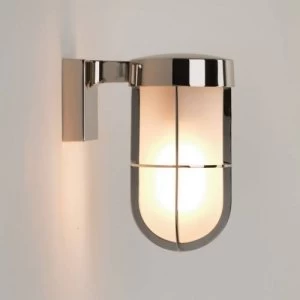 1 Light Outdoor Frosted Wall Light Polished Nickel IP44, E27